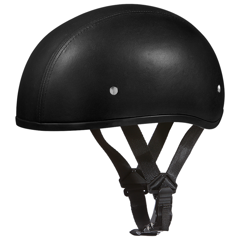 D.O.T. Daytona Skull Cap W/O Visor- Leather Covered