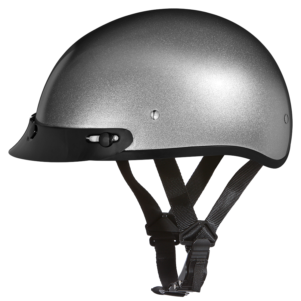 DOT Approved Daytona Skull Cap Half Shell Motorcycle Helmet - Beanie Style for Motorcycles, Cruisers, Scooters, and Mopeds - Silver Metallic DOT Approved Daytona Skull Cap Half Shell Motorcycle Helmet - Beanie Style for Motorcycles, Cruisers, Scooters, and Mopeds - Silver Metallic