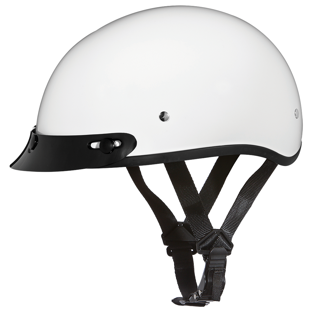 DOT Approved Daytona Skull Cap Half Shell Motorcycle Helmet - Beanie Style for Motorcycles, Cruisers, Scooters, and Mopeds - Hi-Gloss White DOT Approved Daytona Skull Cap Half Shell Motorcycle Helmet - Beanie Style for Motorcycles, Cruisers, Scooters, and Mopeds - Hi-Gloss White