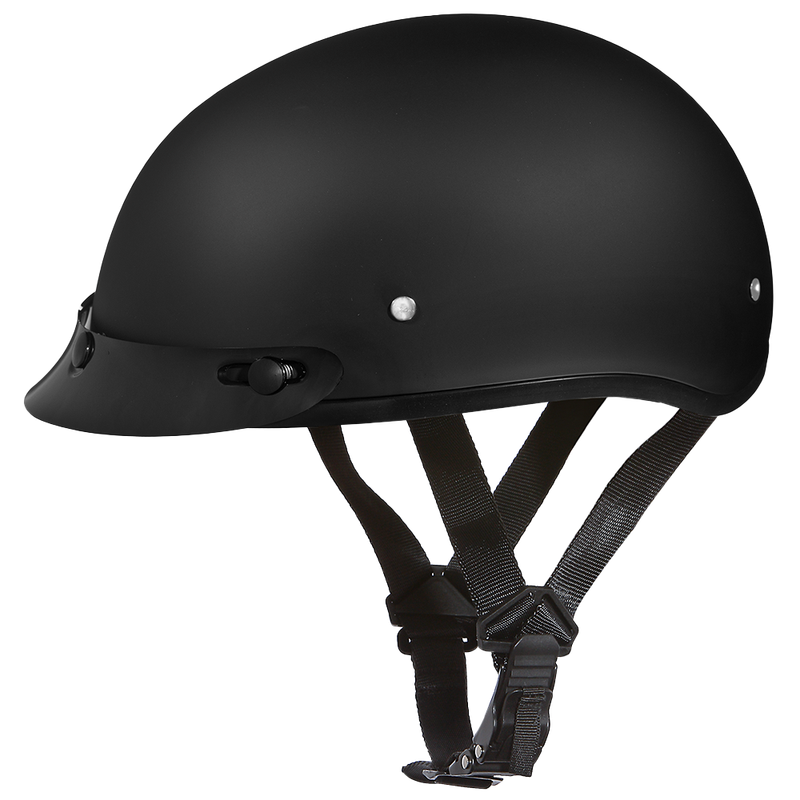 DOT Approved Daytona Skull Cap Half Shell Motorcycle Helmet - Beanie Style for Motorcycles, Cruisers, Scooters, and Mopeds - Dull Black