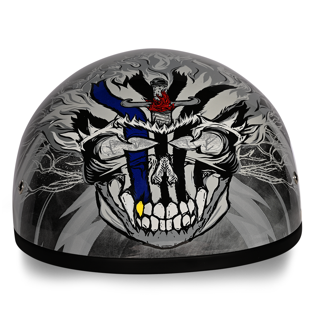 DOT Approved Daytona Motorcycle Half Face Helmet - Skull Cap Graphics for Men & Women, Scooters, ATVs, UTVs & Choppers - W/ Thunder DOT Approved Daytona Motorcycle Half Face Helmet - Skull Cap Graphics for Men & Women, Scooters, ATVs, UTVs & Choppers - W/ Thunder