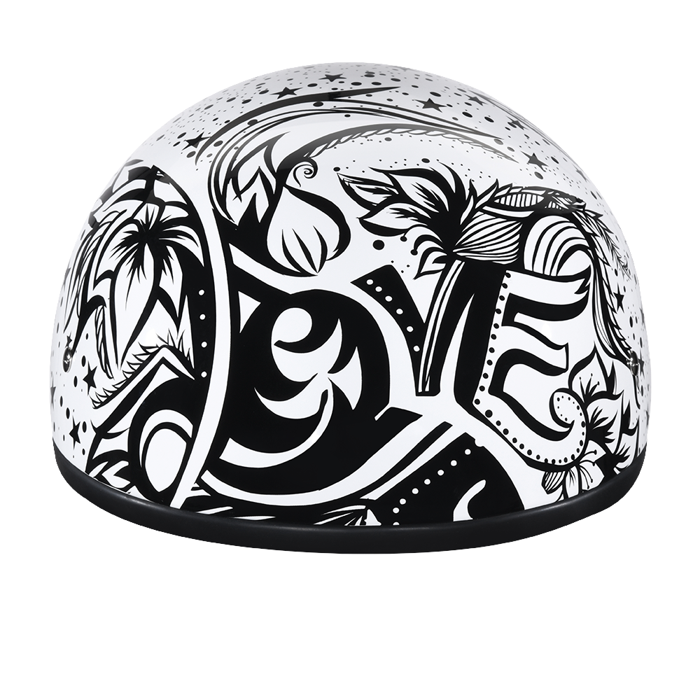 DOT Approved Daytona Motorcycle Half Face Helmet - Skull Cap Graphics for Men & Women, Scooters, ATVs, UTVs & Choppers - W/ Lovesee DOT Approved Daytona Motorcycle Half Face Helmet - Skull Cap Graphics for Men & Women, Scooters, ATVs, UTVs & Choppers - W/ Lovesee