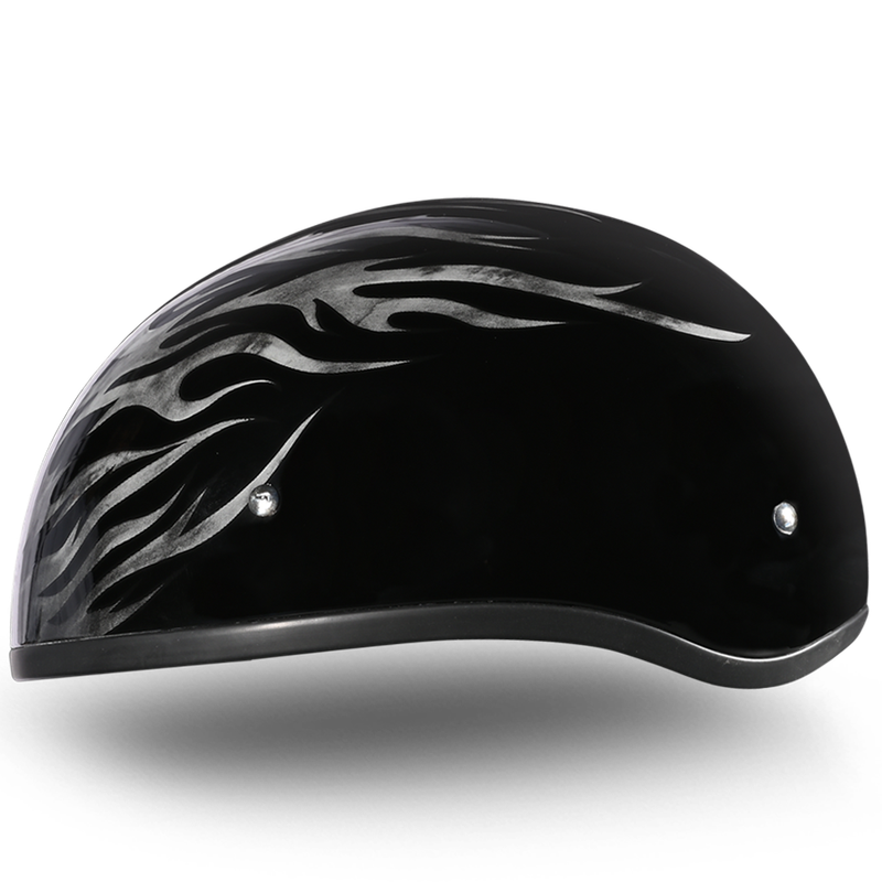 DOT Approved Daytona Motorcycle Half Face Helmet - Skull Cap Graphics for Men & Women, Scooters, ATVs, UTVs & Choppers - W/ Ignite Grey