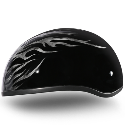 DOT Approved Daytona Motorcycle Half Face Helmet - Skull Cap Graphics for Men & Women, Scooters, ATVs, UTVs & Choppers - W/ Ignite Grey