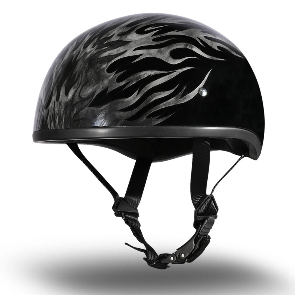 DOT Approved Daytona Motorcycle Half Face Helmet - Skull Cap Graphics for Men & Women, Scooters, ATVs, UTVs & Choppers - W/ Ignite Grey DOT Approved Daytona Motorcycle Half Face Helmet - Skull Cap Graphics for Men & Women, Scooters, ATVs, UTVs & Choppers - W/ Ignite Grey