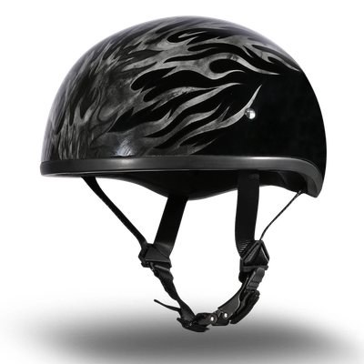 DOT Approved Daytona Motorcycle Half Face Helmet - Skull Cap Graphics for Men & Women, Scooters, ATVs, UTVs & Choppers - W/ Ignite Grey