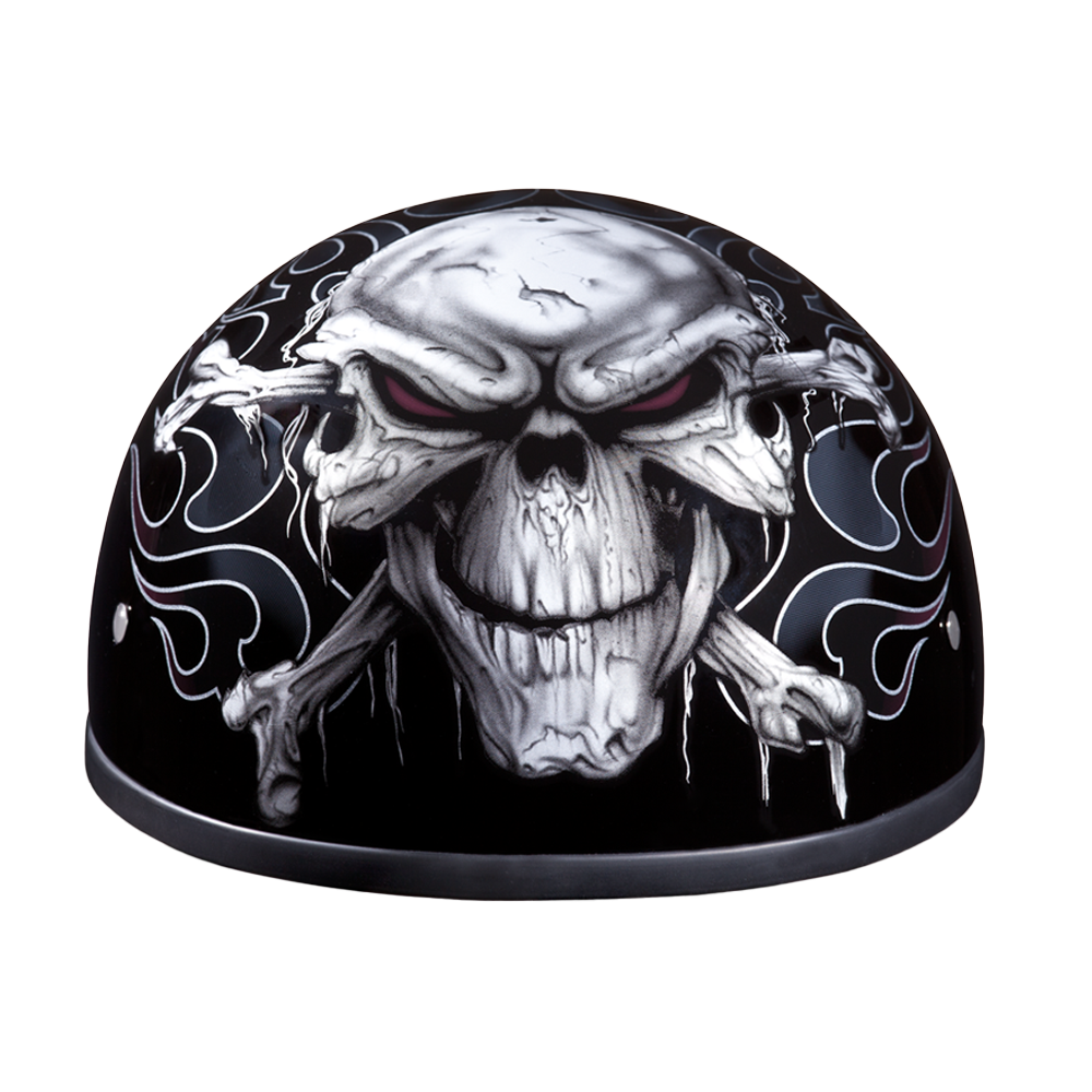 DOT Approved Daytona Motorcycle Half Face Helmet - Skull Cap Graphics for Men & Women, Scooters, ATVs, UTVs & Choppers - W/ Cross Bones DOT Approved Daytona Motorcycle Half Face Helmet - Skull Cap Graphics for Men & Women, Scooters, ATVs, UTVs & Choppers - W/ Cross Bones