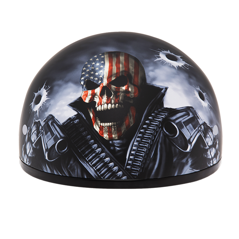 DOT Approved Daytona Motorcycle Half Face Helmet - Skull Cap Graphics for Men & Women, Scooters, ATVs, UTVs & Choppers - W/ Come Get 'Em