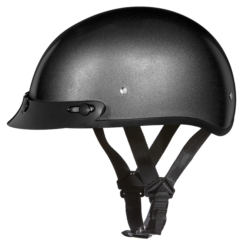 DOT Approved Daytona Skull Cap Half Shell Motorcycle Helmet - Beanie Style for Motorcycles, Cruisers, Scooters, and Mopeds - Gun Metal Grey Metallic