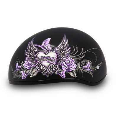 DOT Approved Daytona Motorcycle Half Face Helmet - Skull Cap Graphics for Men & Women, Scooters, ATVs, UTVs & Choppers - W/ Wild At Heart