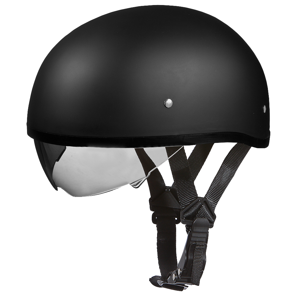 D.O.T. Daytona Skull Cap W/ Inner Shield- Dull Black D.O.T. Daytona Skull Cap W/ Inner Shield- Dull Black
