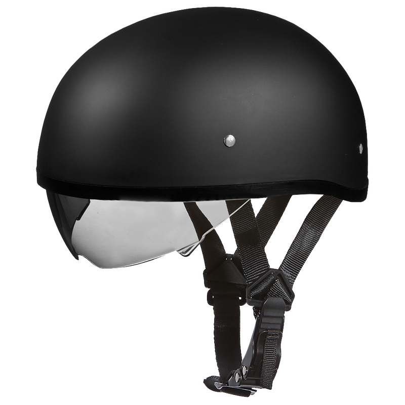 D.O.T. Daytona Skull Cap W/ Inner Shield- Dull Black