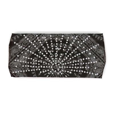 Milwaukee Leather | Bling Designed Wide Headbands-Headwraps for Women Biker bandana Classic Black- MLA8004