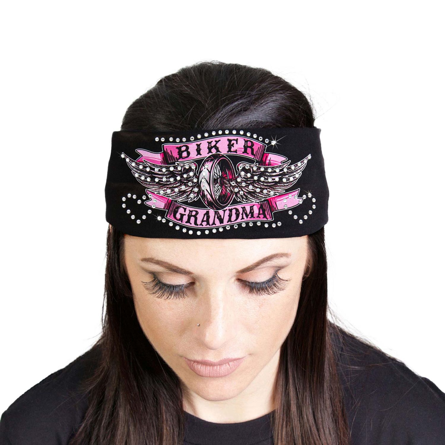 Milwaukee Leather | Bling Designed Wide Headbands-Headwraps for Women Biker Bandana with Biker Grandma - MLA8012 Milwaukee Leather | Bling Designed Wide Headbands-Headwraps for Women Biker Bandana with Biker Grandma - MLA8012
