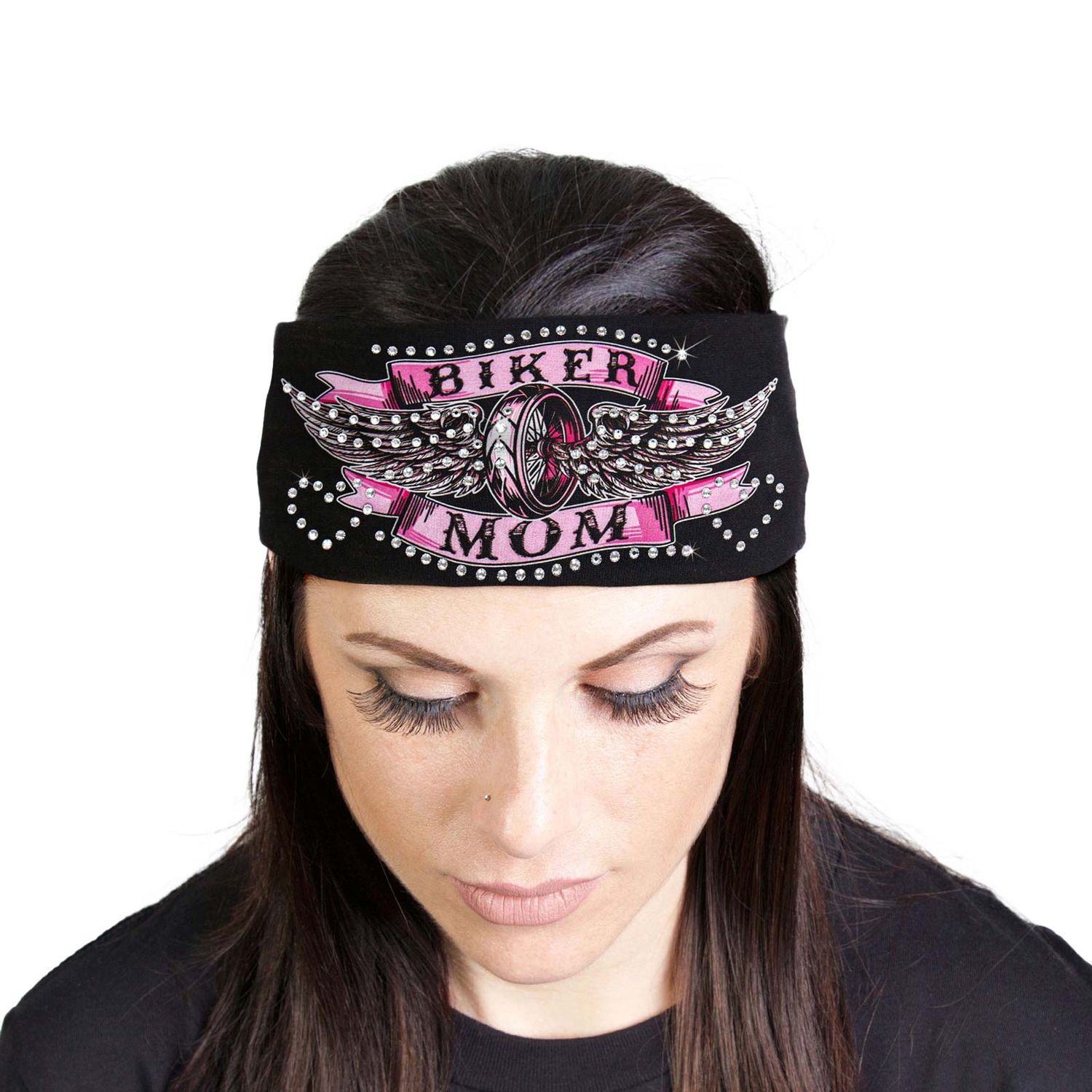 Milwaukee Leather | Bling Designed Wide Headbands-Headwraps for Women Biker Bandana with Bike Mom - MLA8013 Milwaukee Leather | Bling Designed Wide Headbands-Headwraps for Women Biker Bandana with Bike Mom - MLA8013