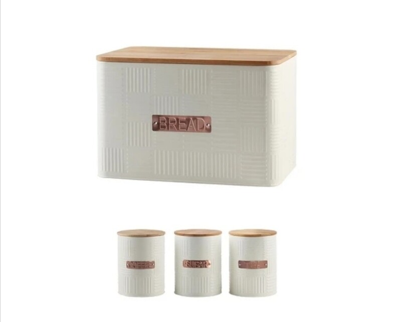 BAMBOO BREADBIN SET- CREAM GOLD