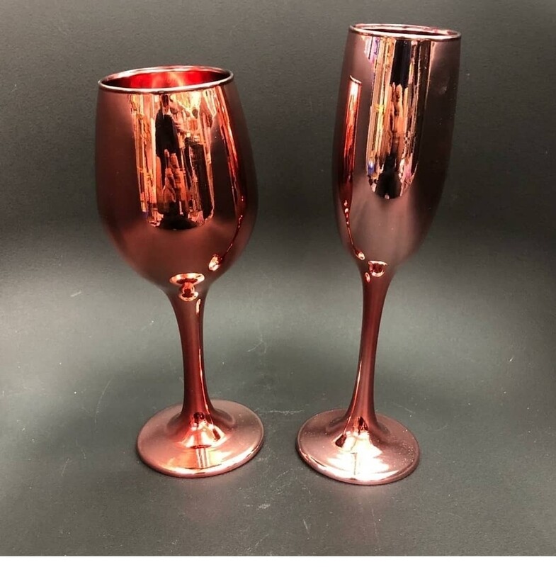 MAROON METALLIC WINE GLASSES
