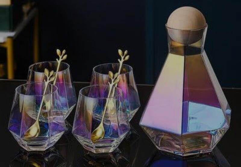 GEOMETRIC DECANTER SET- RAINBOW