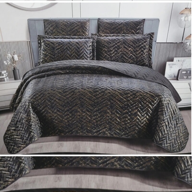 PLUSH MARBLE VELVET QUILT SET