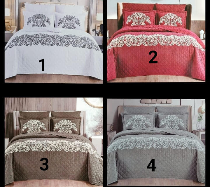 CHENILLE EMBROIDED QUILT SET