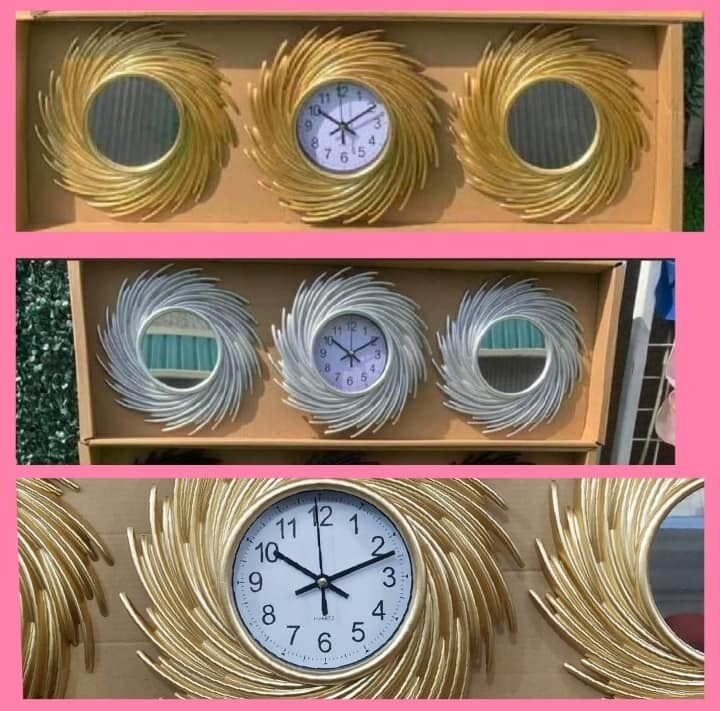 MIRROR CLOCK SET 3PIECE