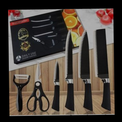 BLACK KITCHEN KNIFE SET