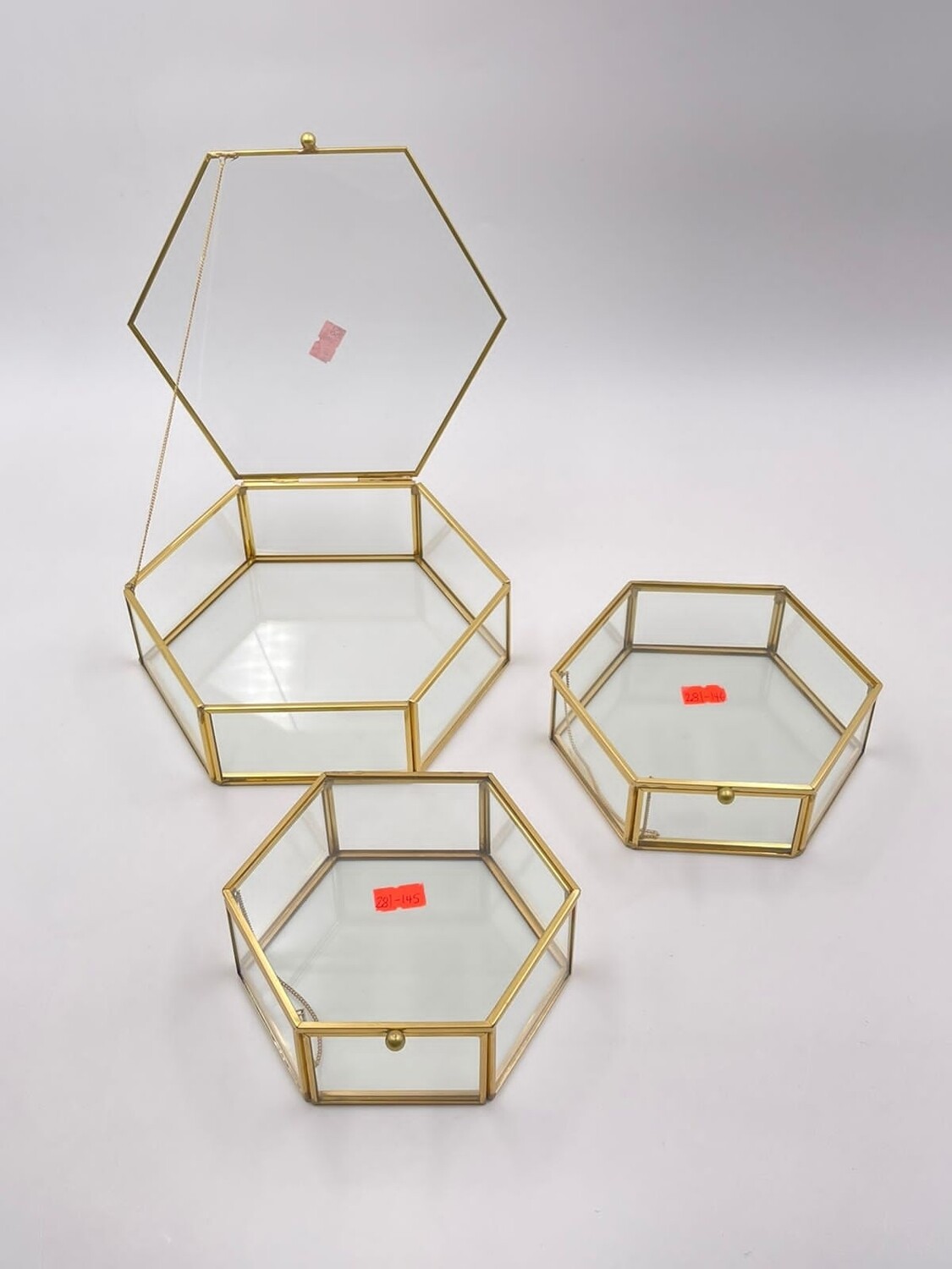 GLASS JEWELLERY BOX- HEXAGON