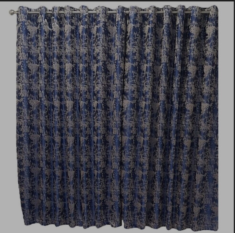 NAVY FOIL EYELET CURTAIN