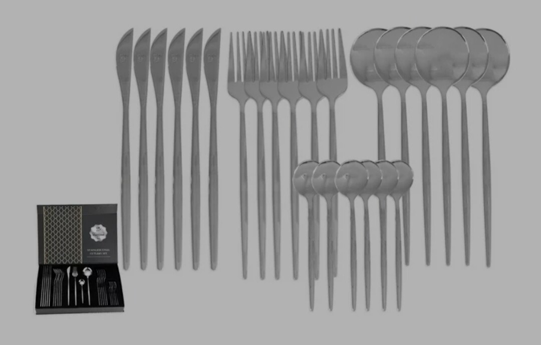 POLISHED CUTLERY SET SILVER 24P