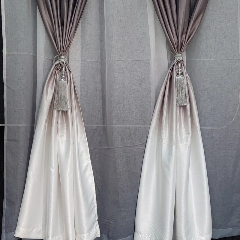 METALLIC BLOCK OUT CURTAIN SET- SILVER