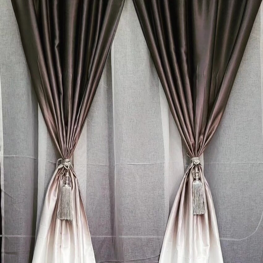 METALLIC BLOCK OUT CURTAIN SET- SILVER