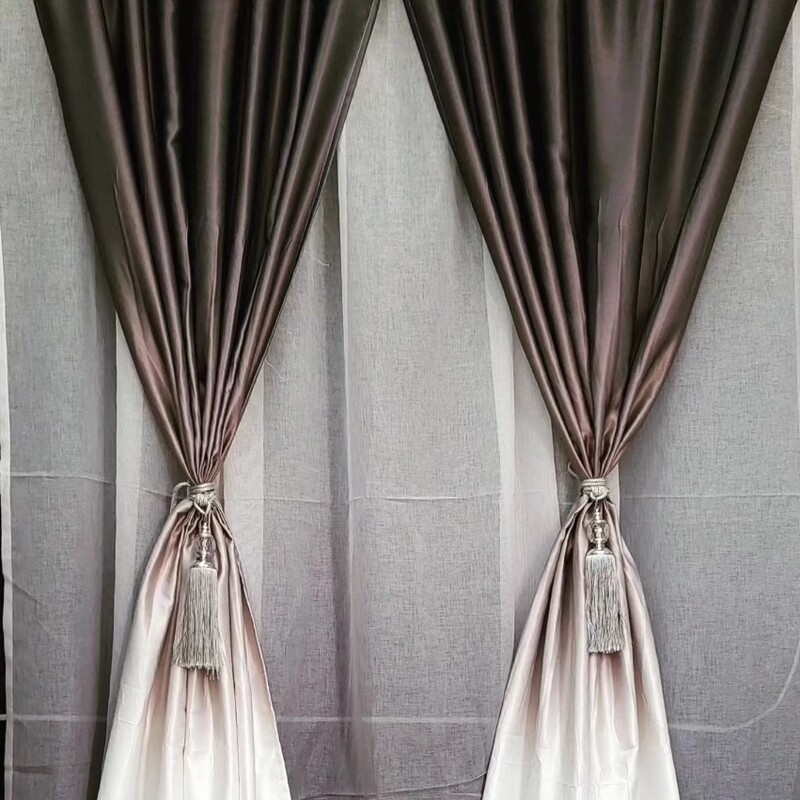 METALLIC BLOCK OUT CURTAIN SET- SILVER