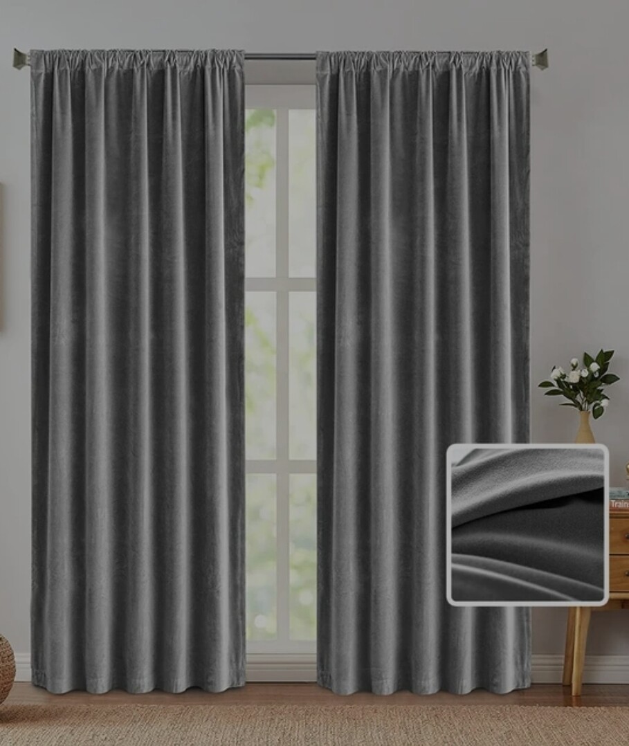 VELVET FOIL SILVER CURTAIN