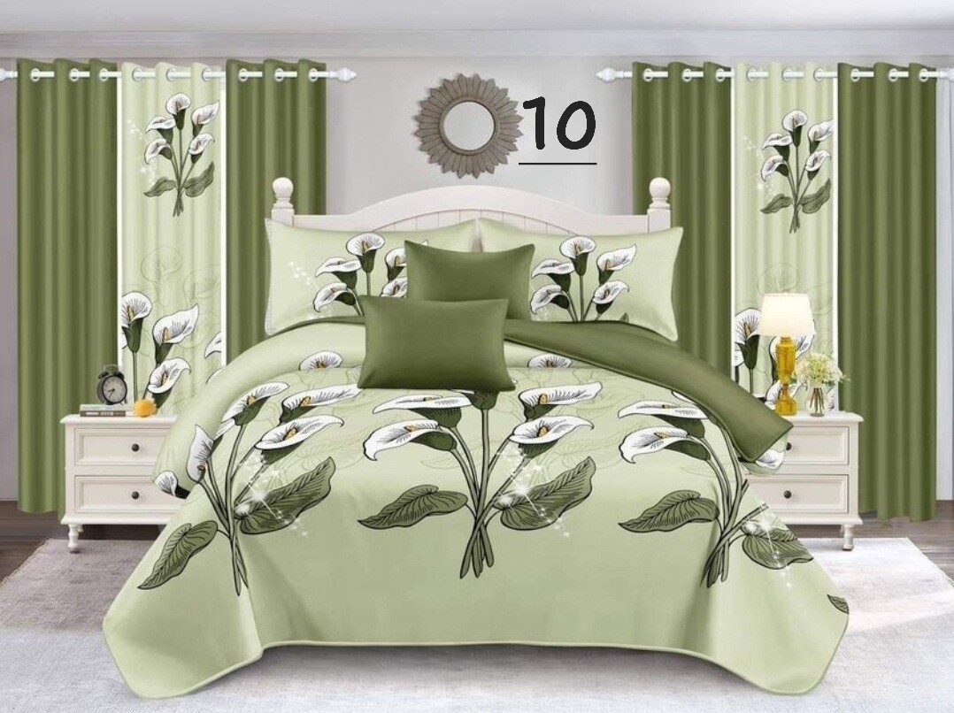 PANDA  QUILT SET- GREEN FLORAL