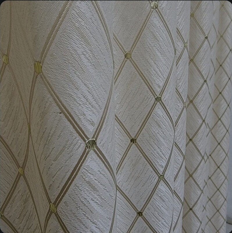 DIAMOND STUD CURTAIN SET 3M- CREAM