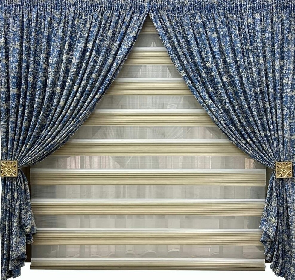 NAVY FOIL CURTAIN SET- 3M