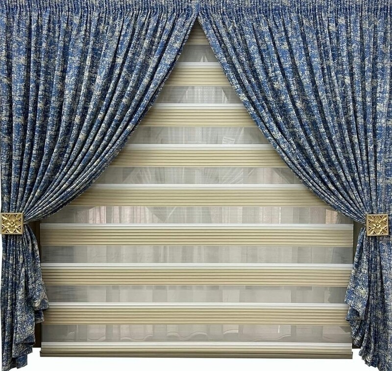 NAVY FOIL CURTAIN SET- 3M