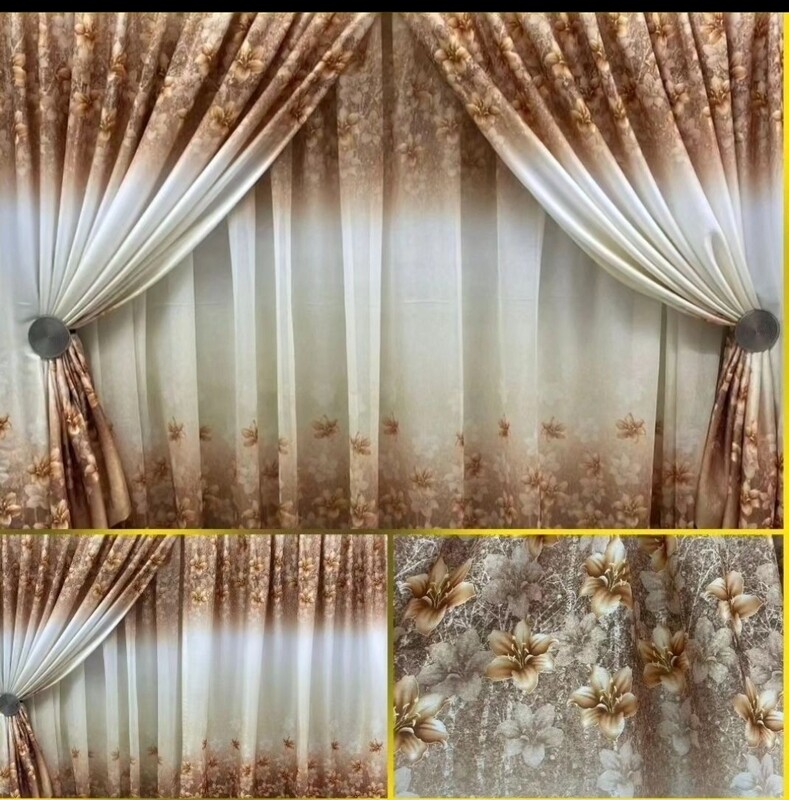 FLORAL OMBRE CURTAIN SET- GOLD