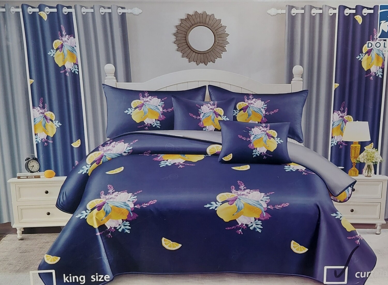 DOLPHIN 7P QUILT SET- LEMON