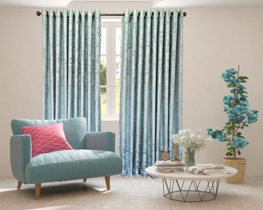 AQUA FOIL EYELET CURTAIN