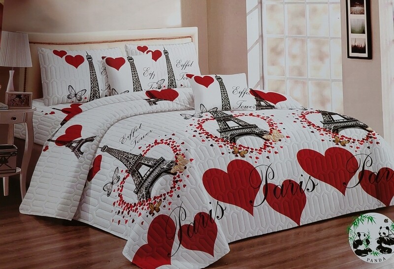 PANDA  QUILT SET- RED PARIS