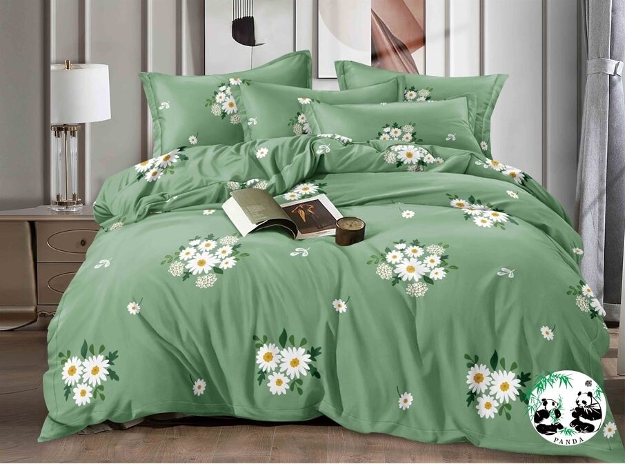 PANDA  QUILT SET- GREEN DAISY