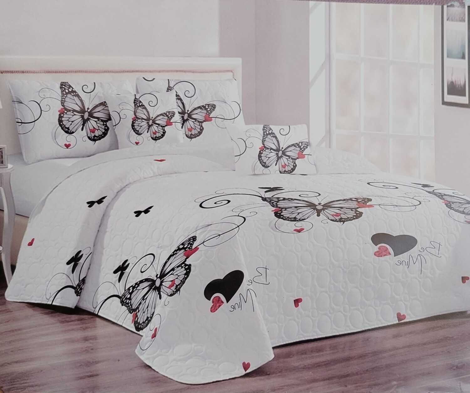 PANDA  QUILT SET- WHITE BUTTERFLY