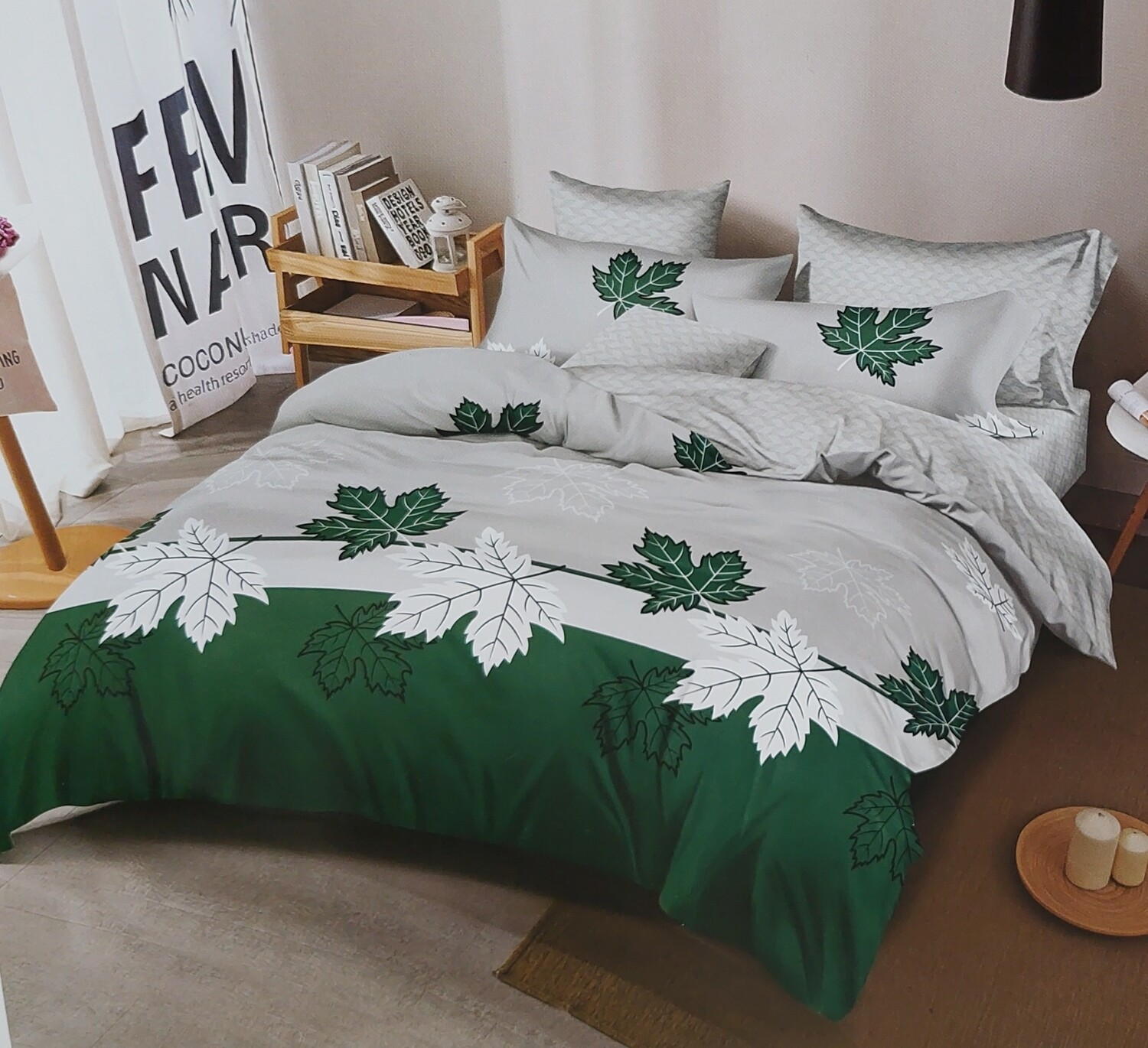 PANDA  QUILT SET- GREEN AUTUMN