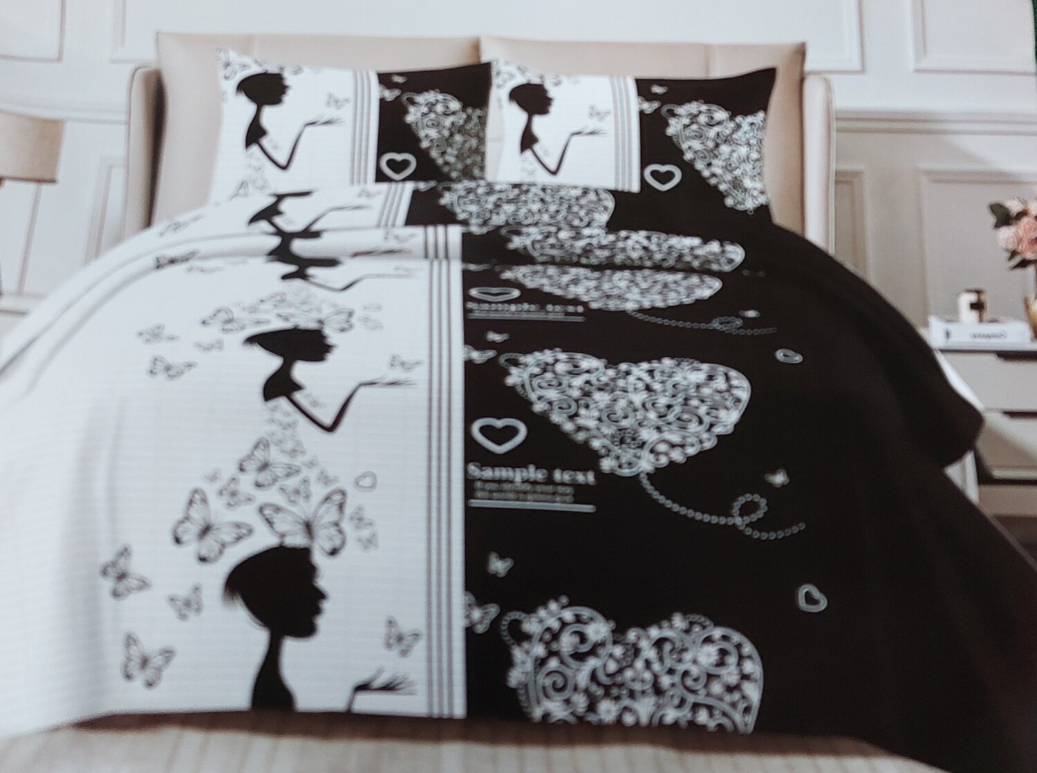 PANDA  QUILT SET- BLACK AND WHITE PRINTED