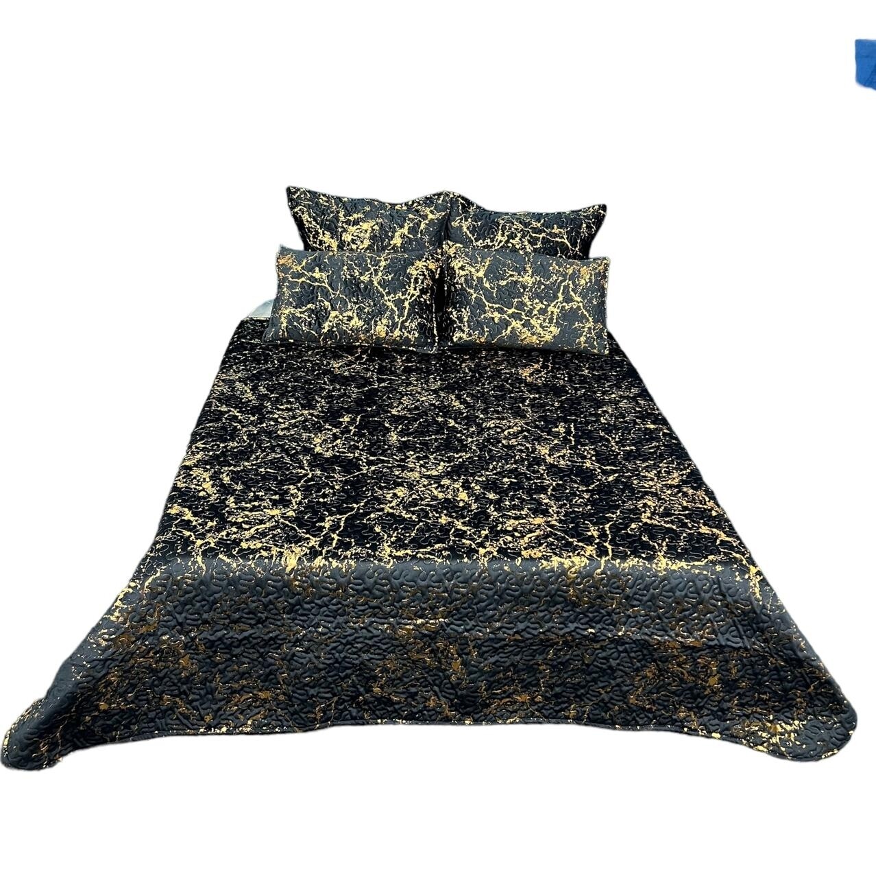 MARBLE VELVET QUILT- BLACK