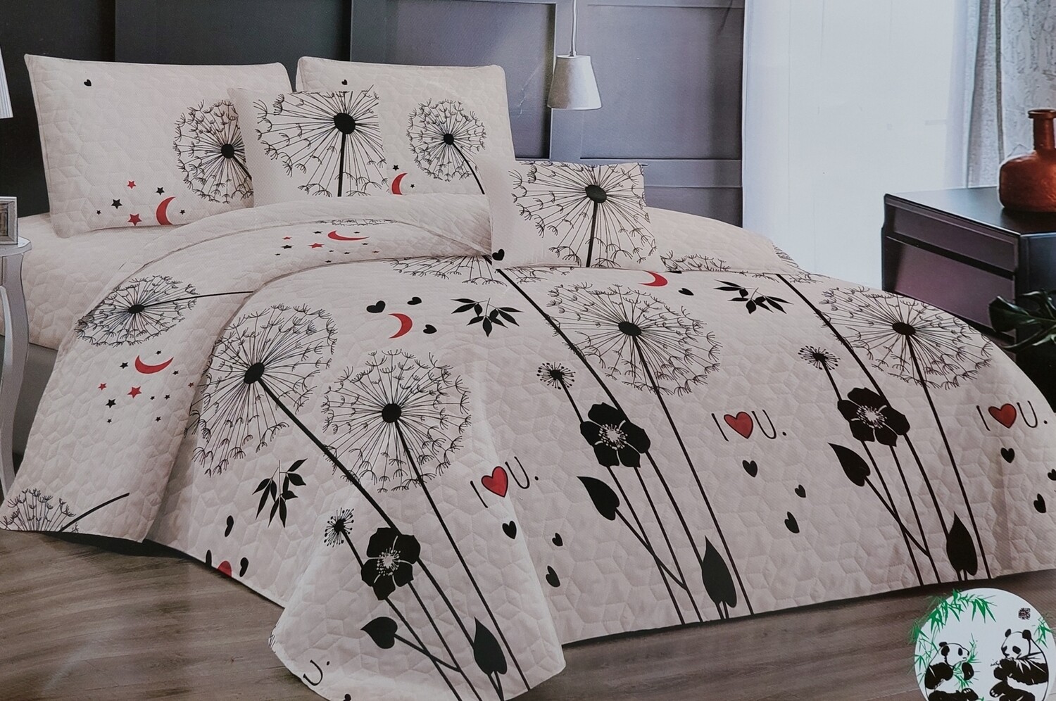 PANDA  QUILT SET- DANDELION CREAM