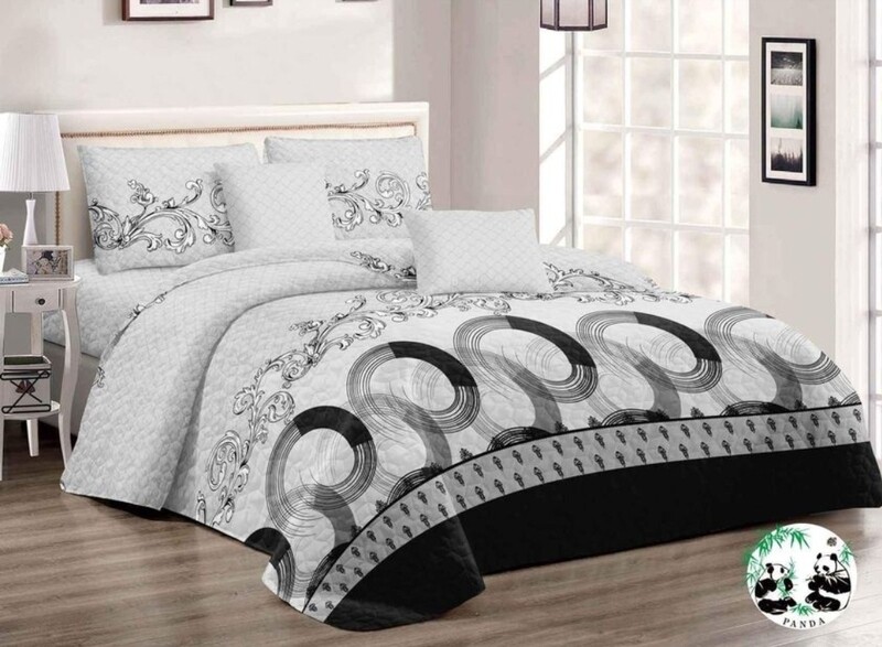 PANDA  QUILT SET- GREY CLASSIC