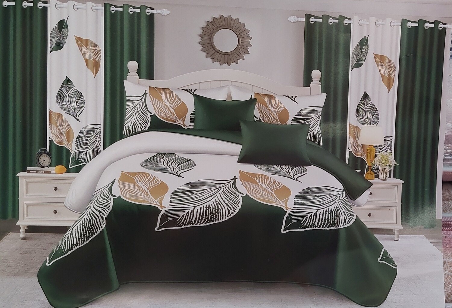 PANDA  QUILT SET- GREEN GOLD