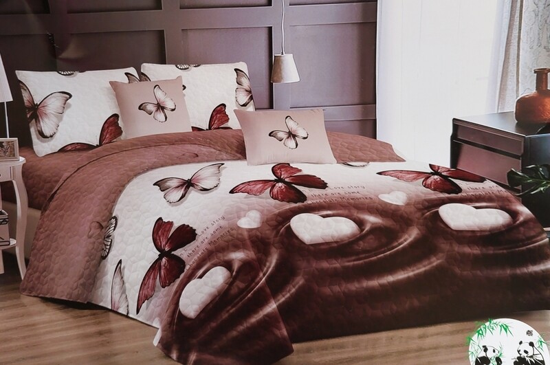 PANDA  QUILT SET- BROWN BUTTERFLY